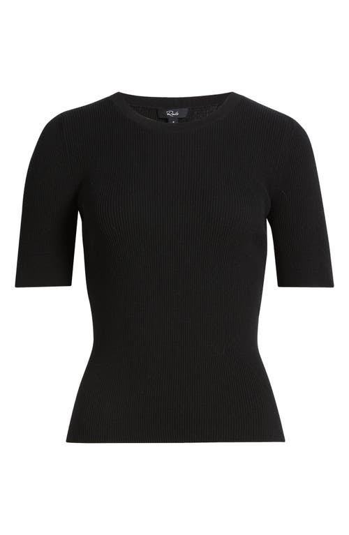 Rails Ari Short Sleeve Rib Sweater In Black