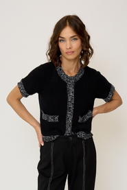 Central Park West Women's Maribel Frayed Edge Tweed Sweater Tee