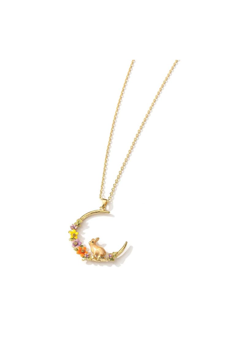 Flower Rabbit Hoop Necklace, Alternate, color, Flower Rabbit