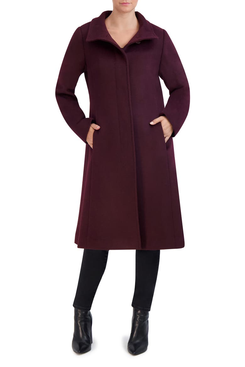 Longline Wool Blend Coat, Alternate, color, BORDEAUX