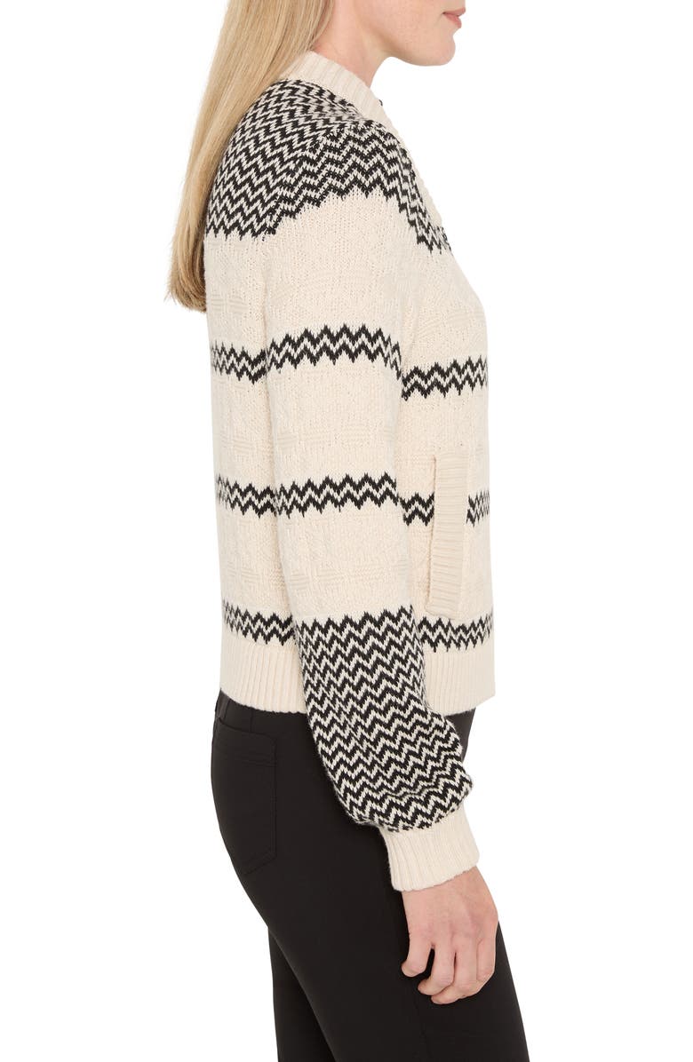 NIC+ZOE Zigzag Knit Bomber Jacket, Alternate, color, Black Multi