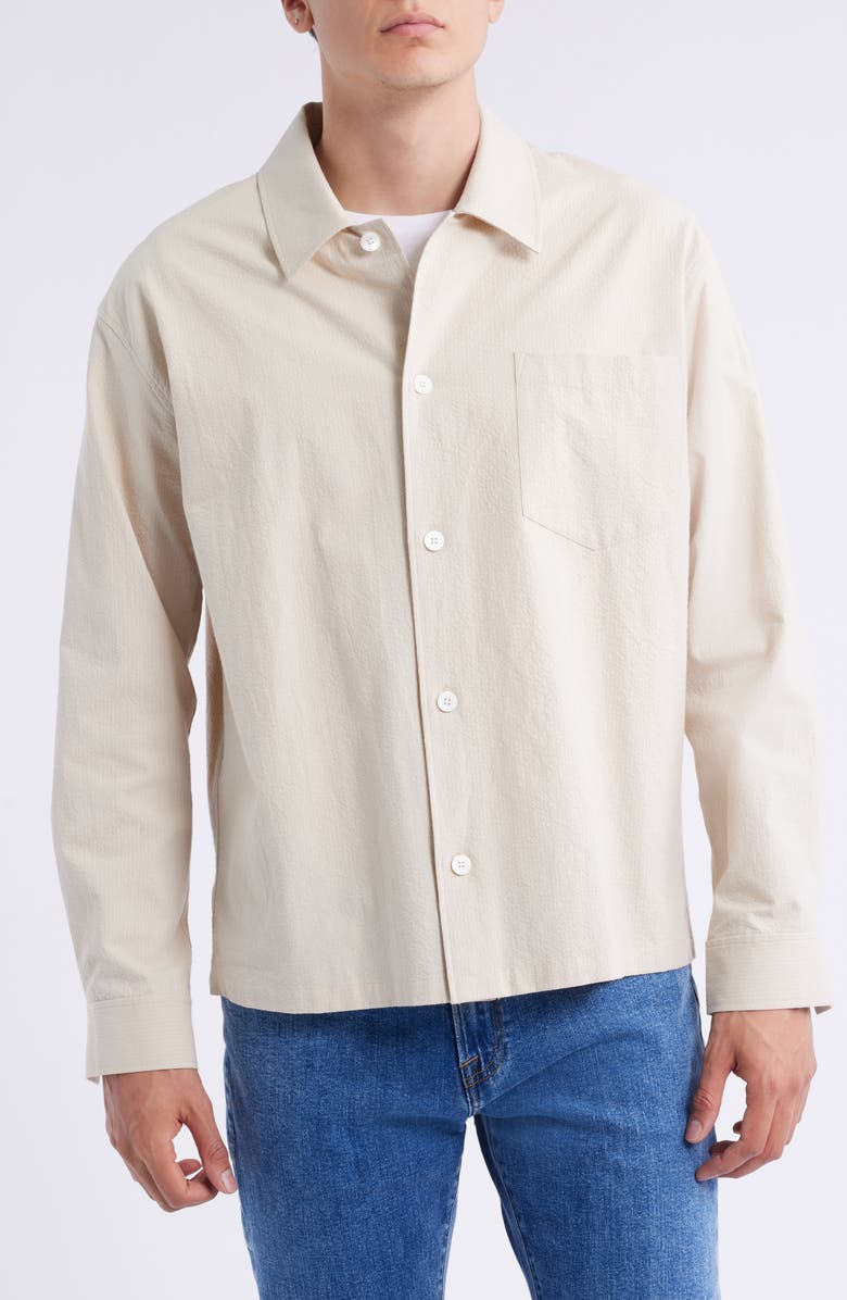 FRAME Cotton Seersucker Shirt Jacket, Alternate, color, Natural