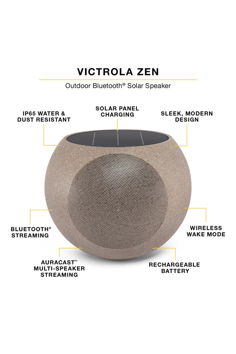 Zen Wireless Outdoor Bluetooth Solar Speaker, Alternate, color, Stone