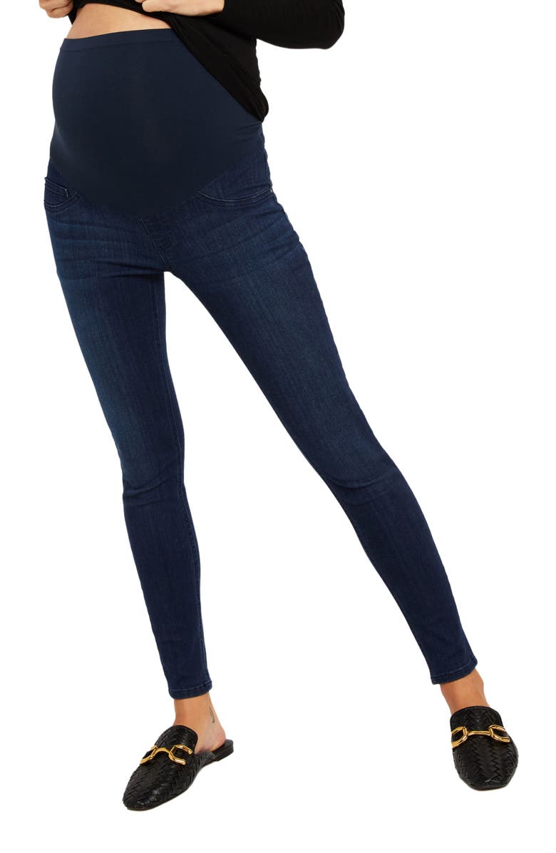MOTHERHOOD MATERNITY Plus Super Stretch Secret Fit Over The Belly Skinny Ankle Jeans, Alternate, color, 