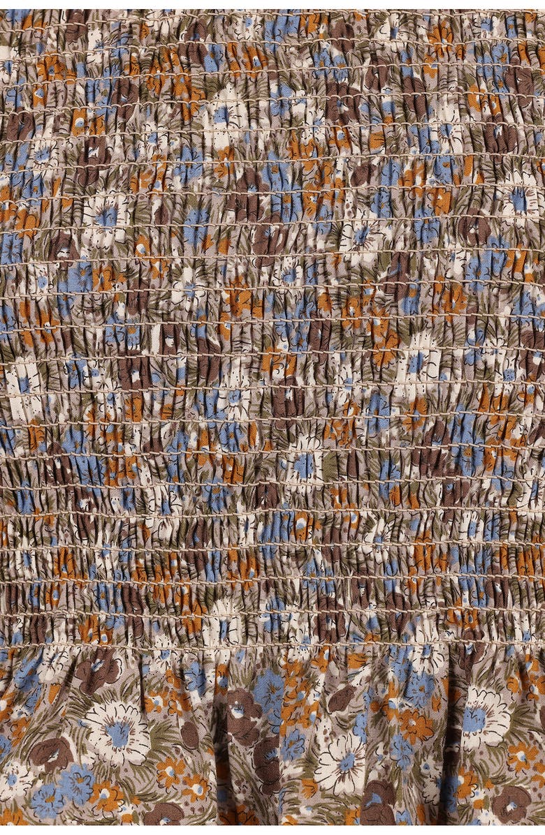 Petal & Pup Novah Smocked Puff Sleeve Crop Top, Alternate, color, Olive Floral