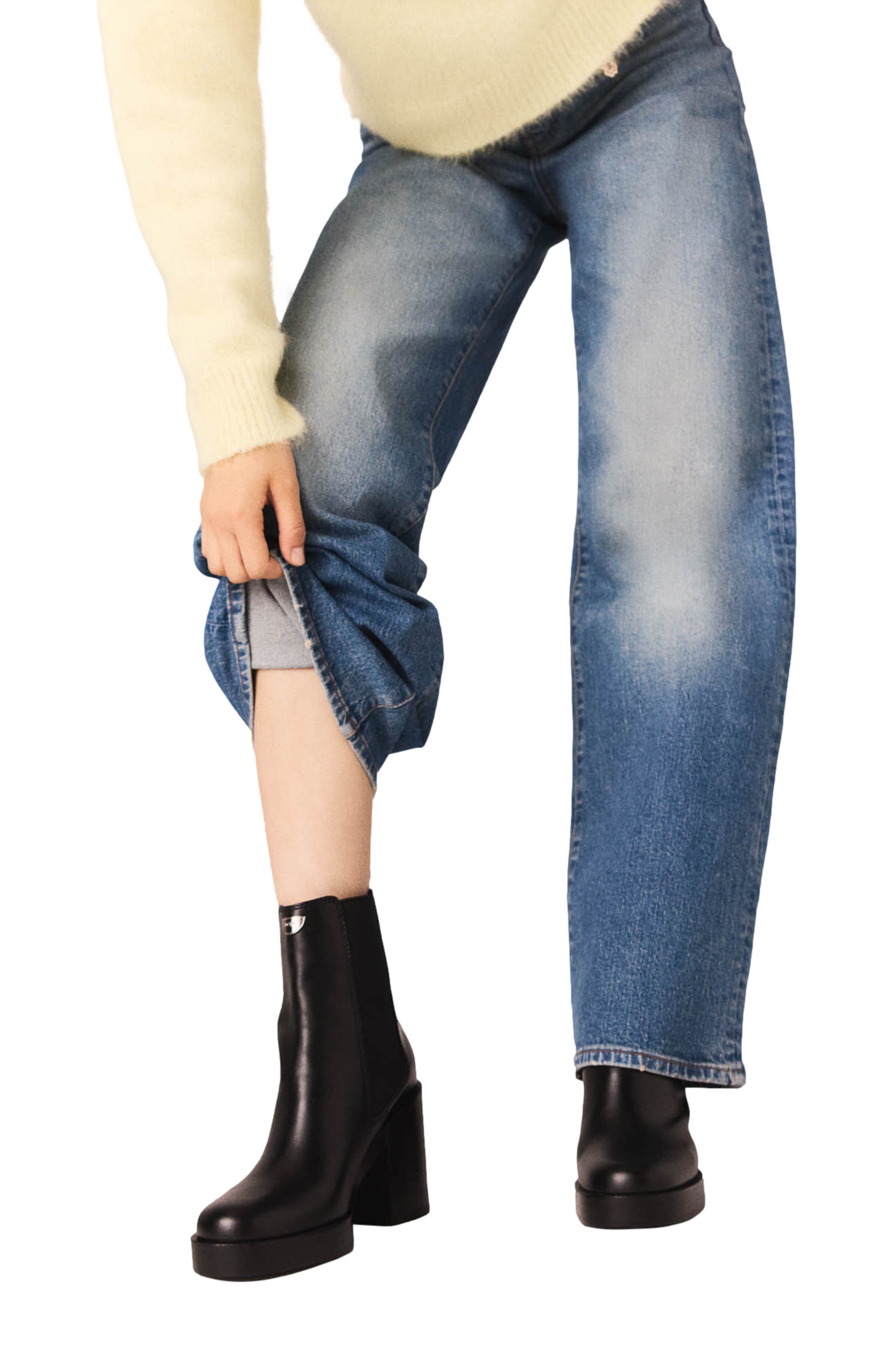 maje Heeled leather Chelsea boots, Alternate, color, Black