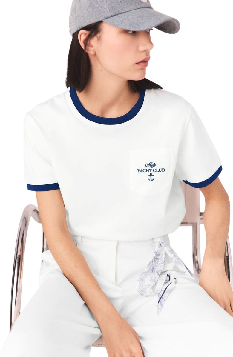 maje Layered-look T-shirt, Alternate, color, White