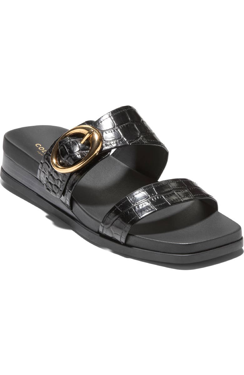 Cole Haan Oaklynn Wedge Sandal, Main, color, Black Croc Print Leather