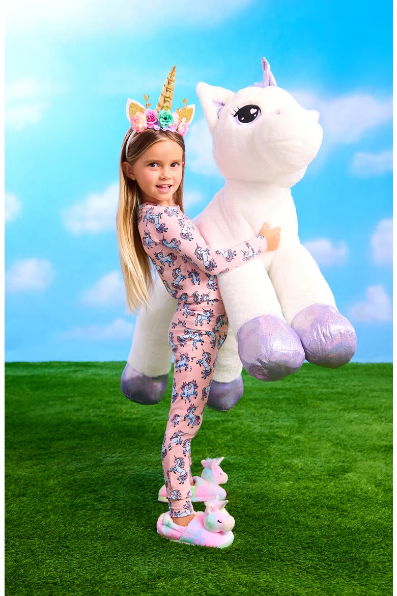 Kids' Print Fitted Two-Piece Pajamas, Alternate, color, SPARKLE THE UNICORN