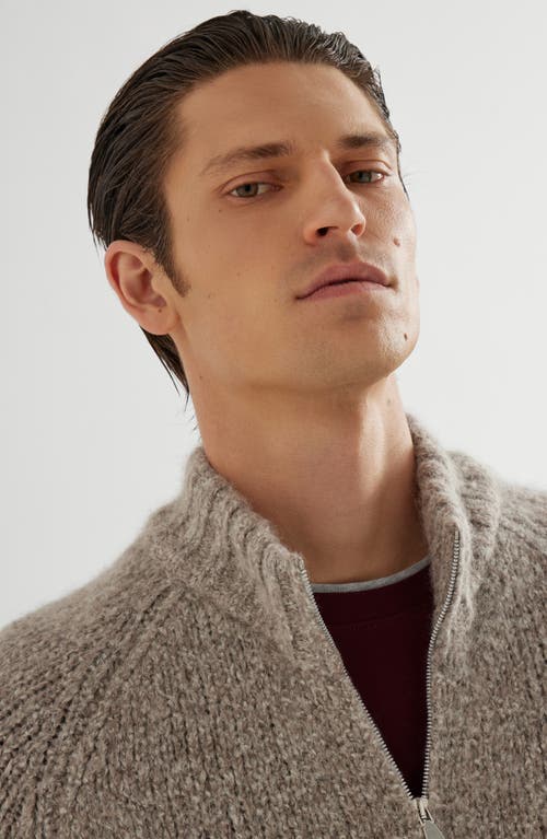 Brunello Cucinelli High-neck Zip-up Cardigan In Brown