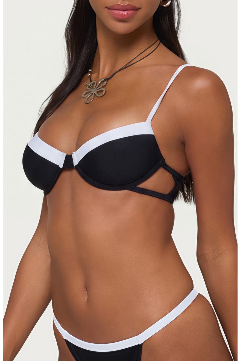 Atalia Underwire Cutout Bikini Top, Alternate, color, BLACK