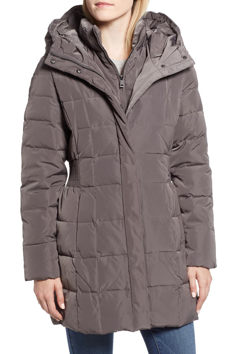Cole Haan Hooded Down & Feather Jacket, Alternate, color, CARBON