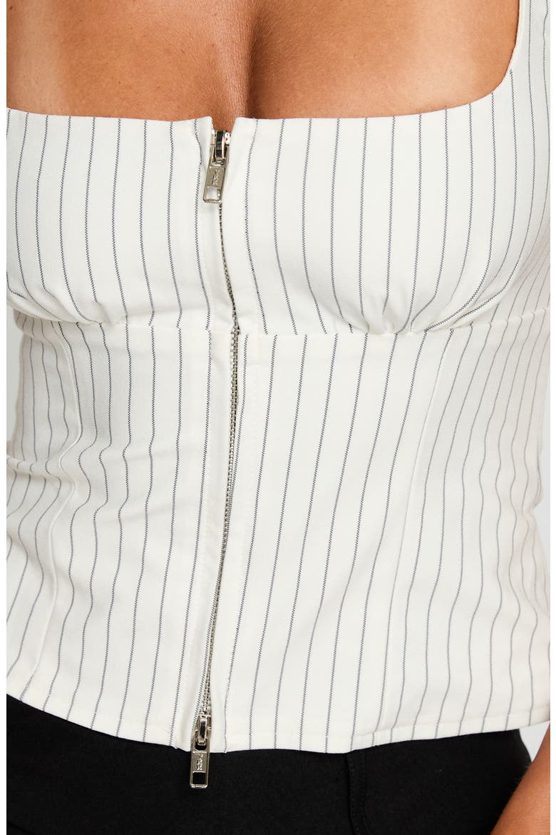 Santa Cruz Pinstripe Fitted Zip Top, Alternate, color, WHITE PINSTRIPE