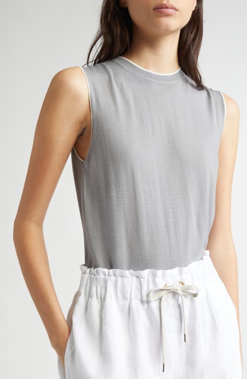 Eleventy Merino Wool Tank Top In Dust And White