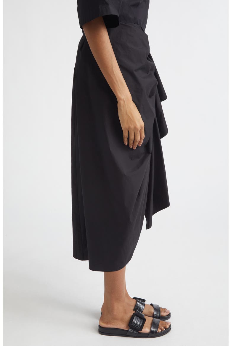 Ruched Cotton Poplin Pareo Skirt, Alternate, color, BLACK
