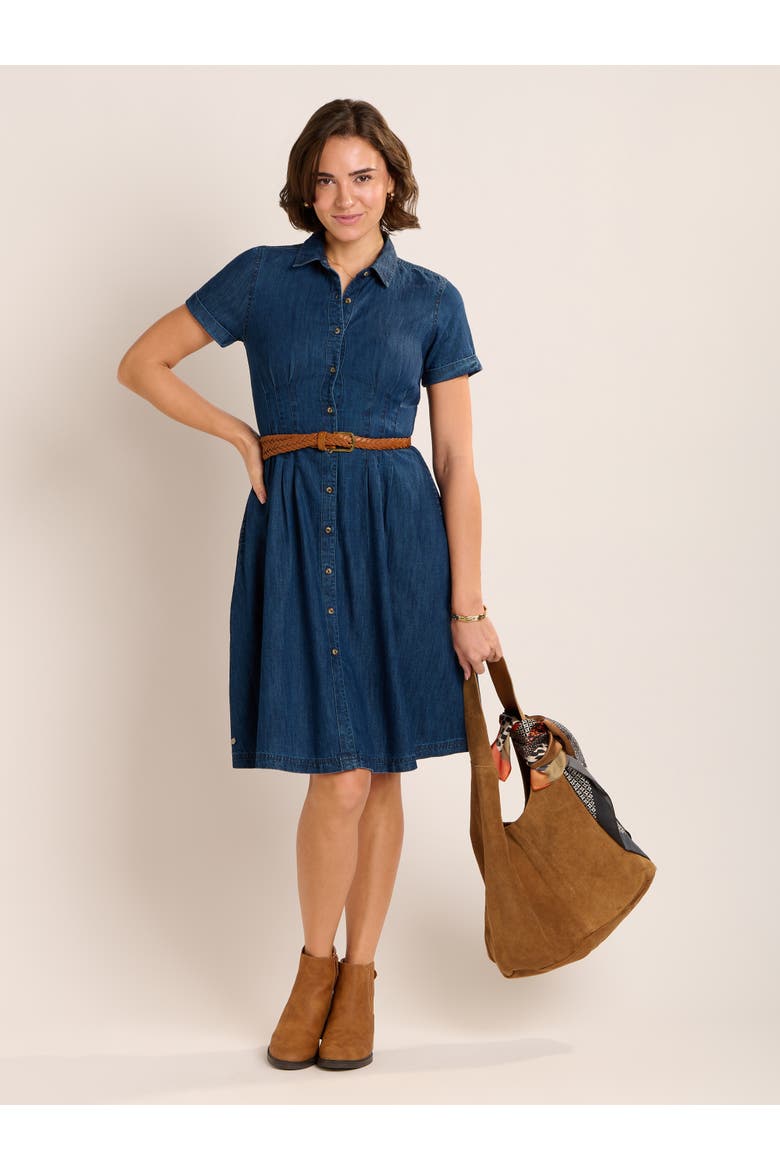Antonia Button Front Denim Dress, Alternate, color, Blue