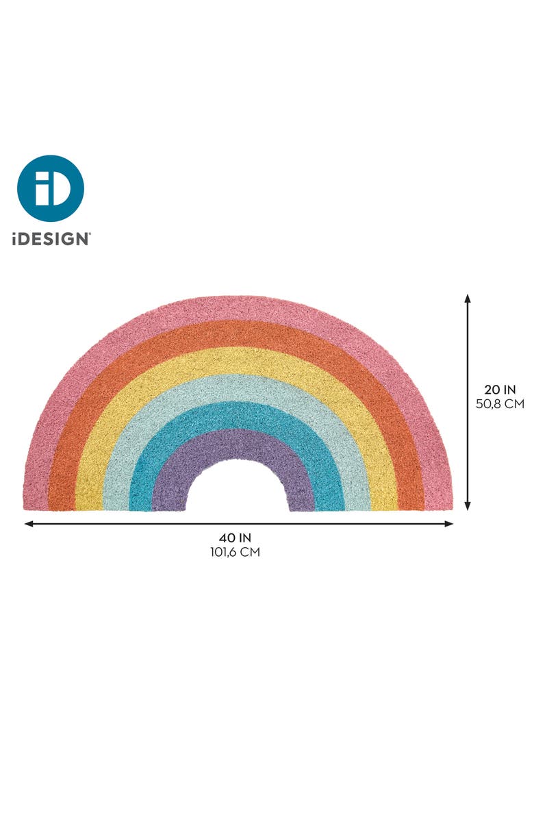 mDesign Rainbow Half-Circle Coir Doormat for Front Door, Natural/Multi, Alternate, color, Natural