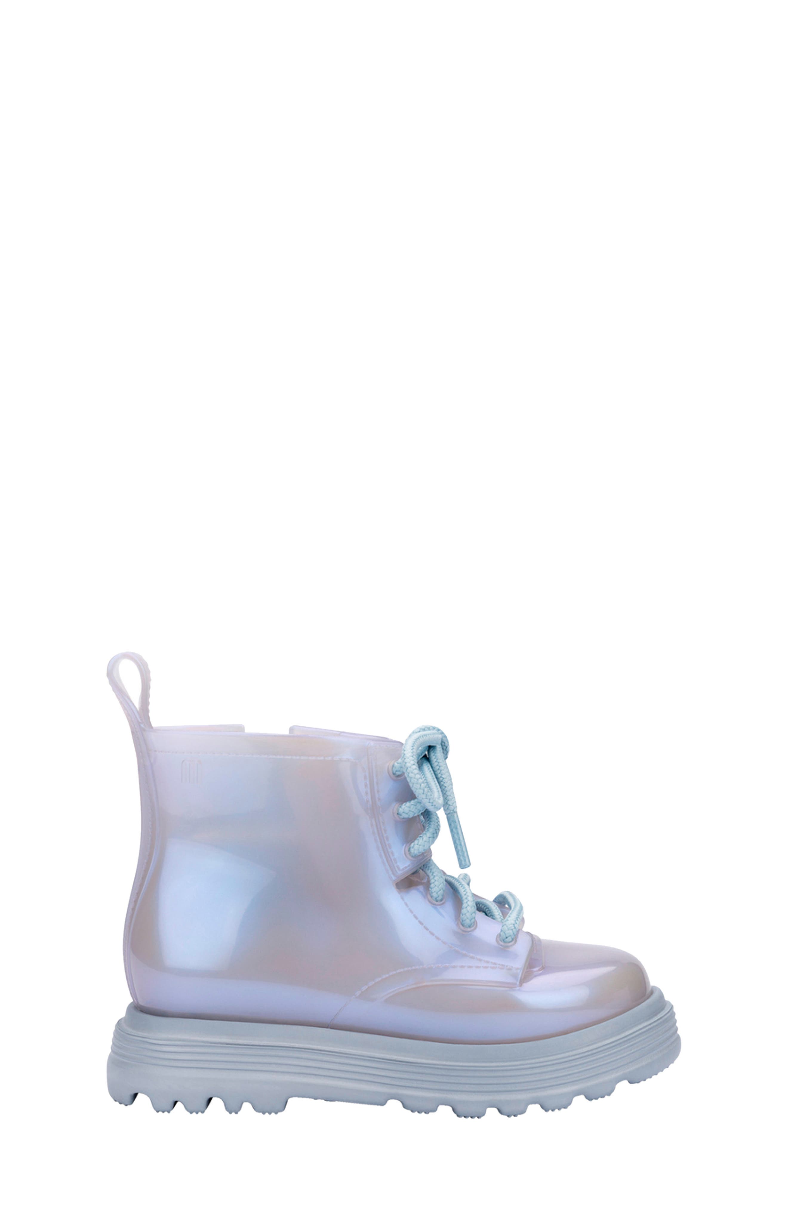 Mini Melissa Kids' Coturno Combat Boot, Alternate, color, Blue/ Pearly Blue