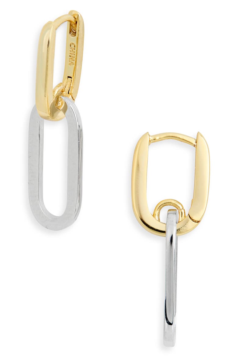 Paper Clip Chain Drop Earrings, Main, color, GOLD- RHODIUM
