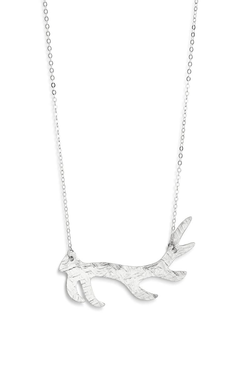 Nashelle Antler Pendant Necklace, Main, color, Sterling Silver