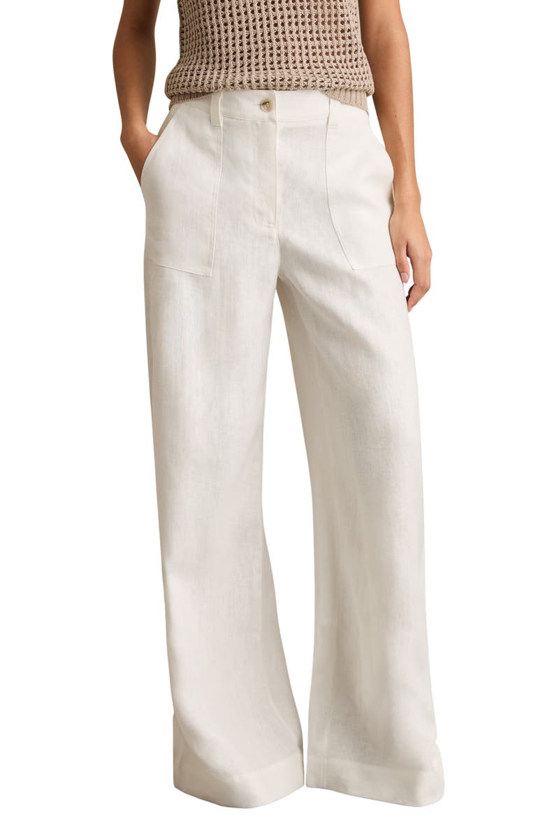 Ashby Wide Leg Linen Pants, Main, color, WHITE