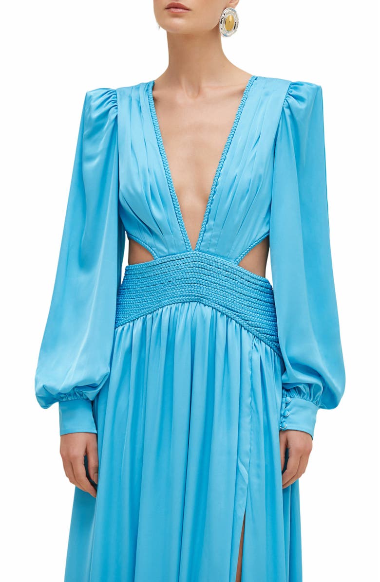 PatBO Satin Sunset Long Sleeve Gown, Alternate, color, 