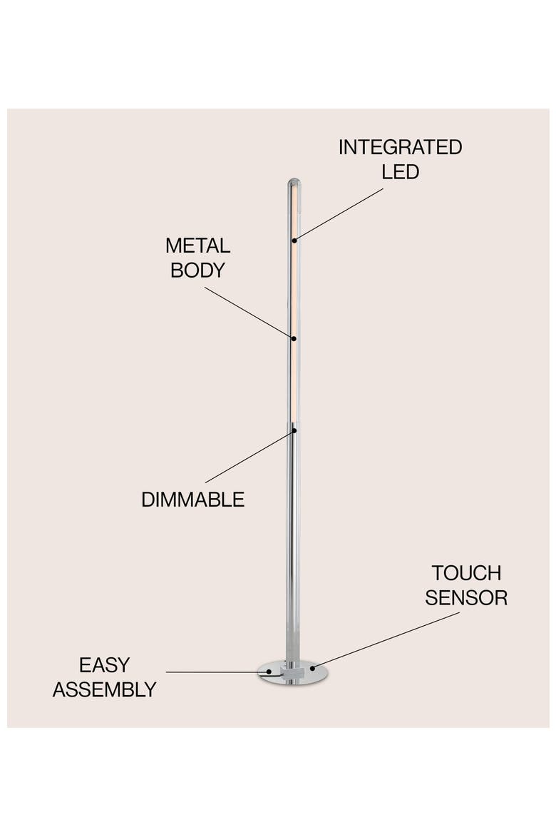 Roxanna 68" Integrated LED Metal Floor Lamp, Chrome, Alternate, color, Chrome