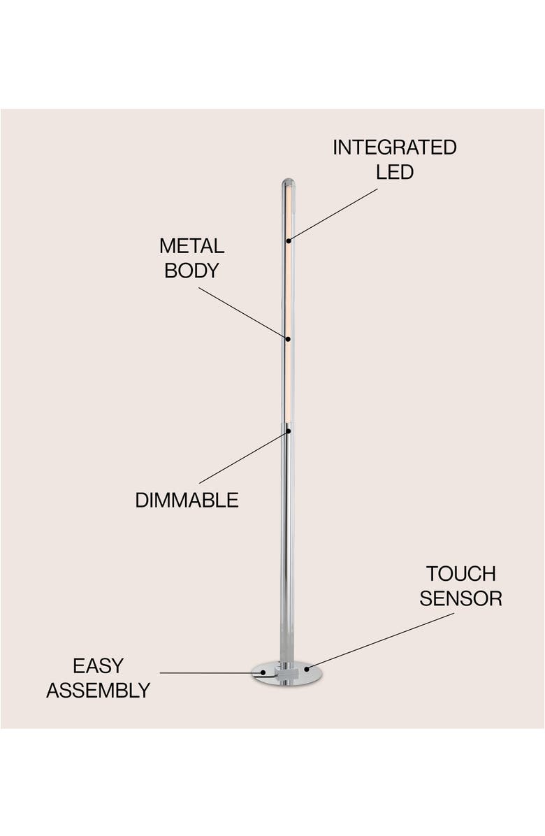 JONATHAN Y Roxanna 68" Integrated LED Metal Floor Lamp, Chrome, Alternate, color, Chrome