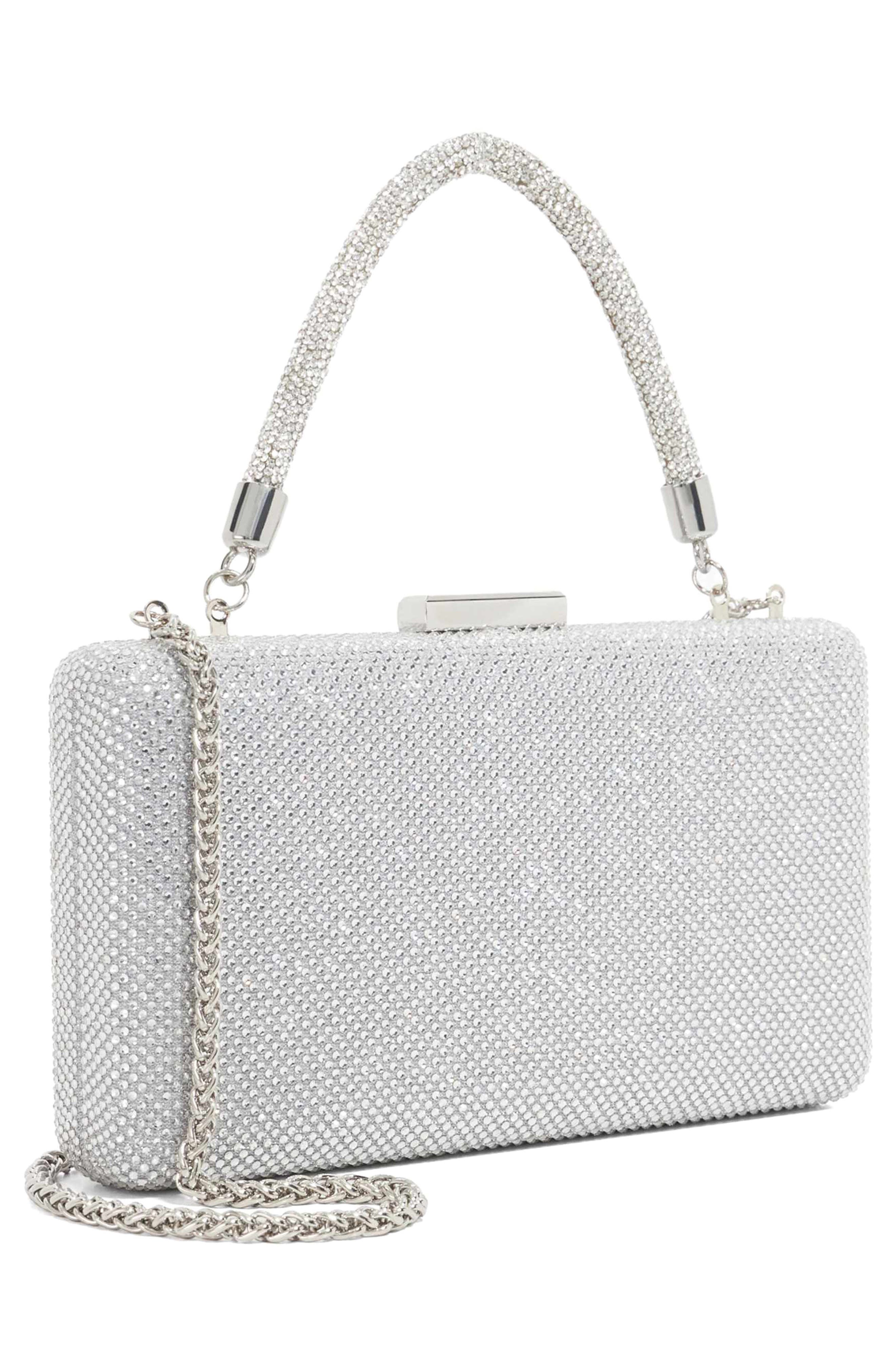 Dune London Beaut Top Handle Frame Clutch, Alternate, color, Silver