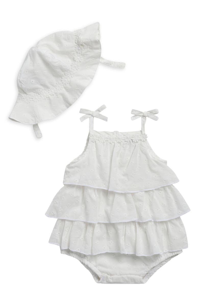 Nicole Miller Cotton Bubble Bodysuit & Sun Hat Set, Main, color,