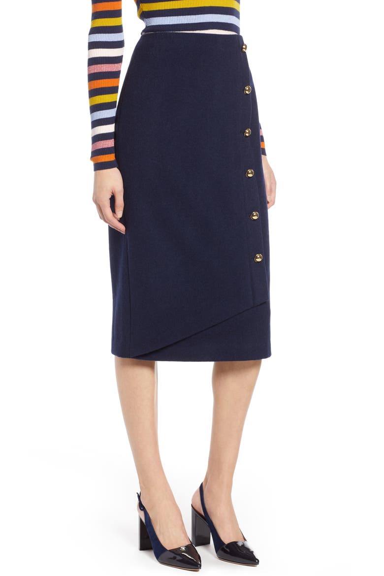 x Atlantic-Pacific Wrap Pencil Skirt, Main, color, NAVY BLAZER