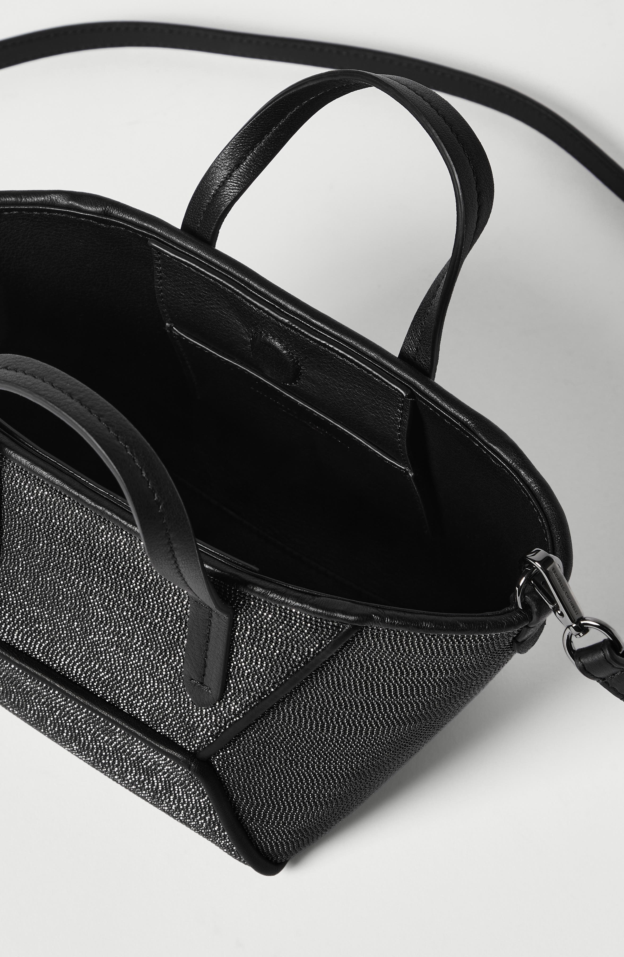 Precious BC Duo mini bag in grained leather, Alternate, color, Black