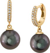 The Pearl Source Tahitian South Sea Pearl & Diamond Huggie Eileen Earrings