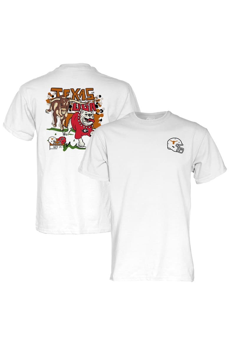 Unisex Blue 84 White Texas Longhorns vs. Georgia Bulldogs 2024 Matchup T-Shirt, Alternate, color, White