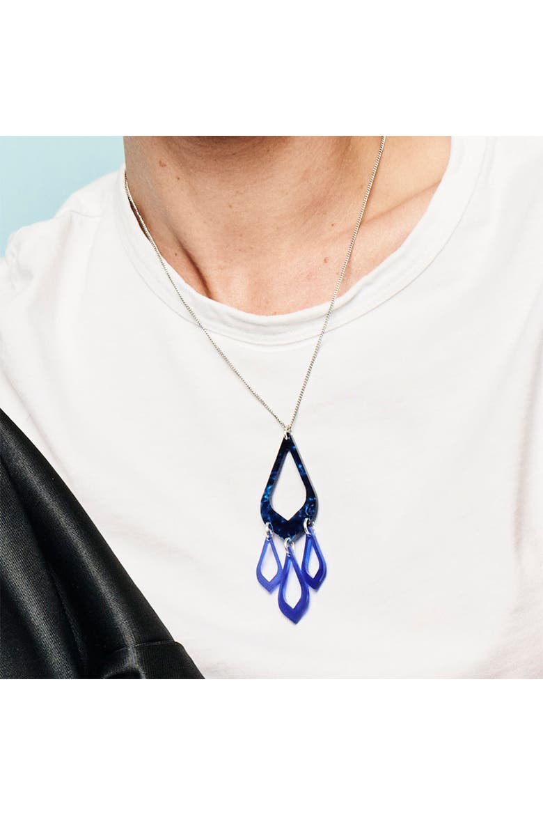 Feather Drop Pendant - Midnight Blue Swirl & Sapphire, Alternate, color, Midnight Blue Swirl & Sapphire