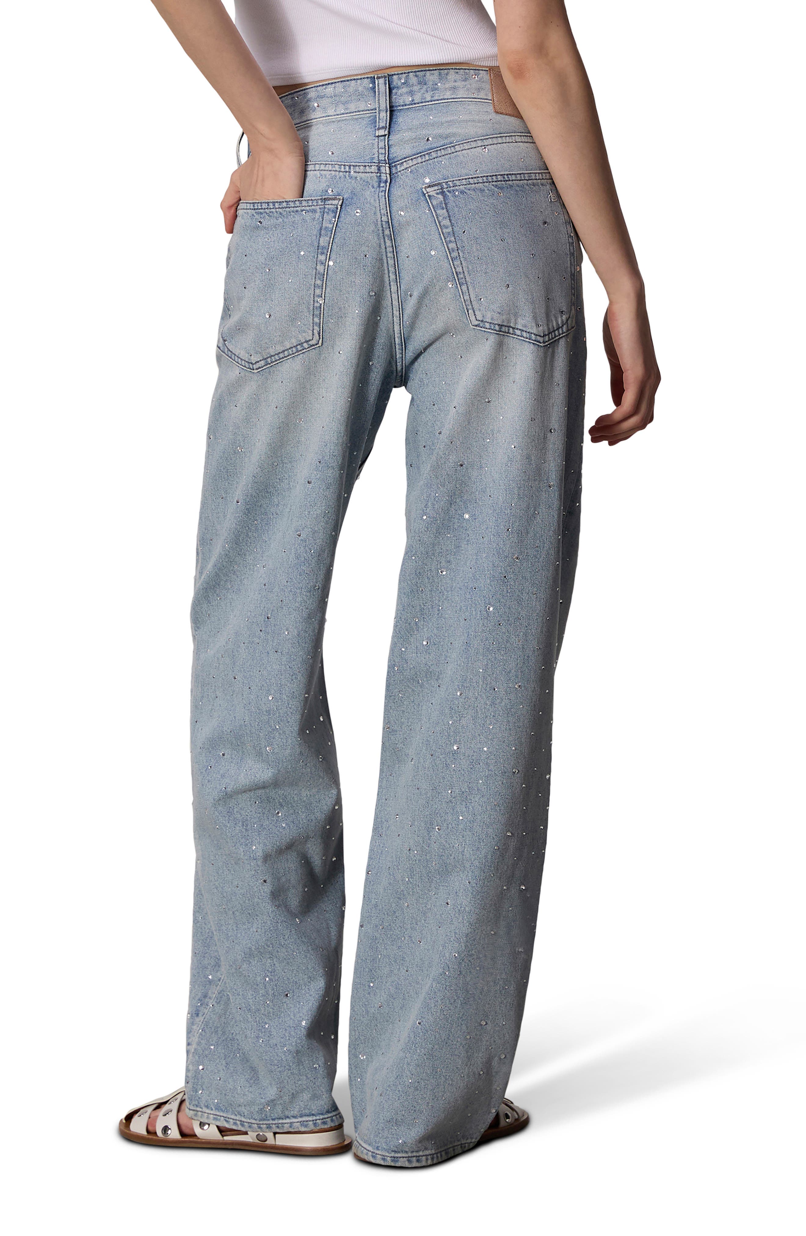 Logan Crystal Embellished Wide Leg Jeans - image 2
