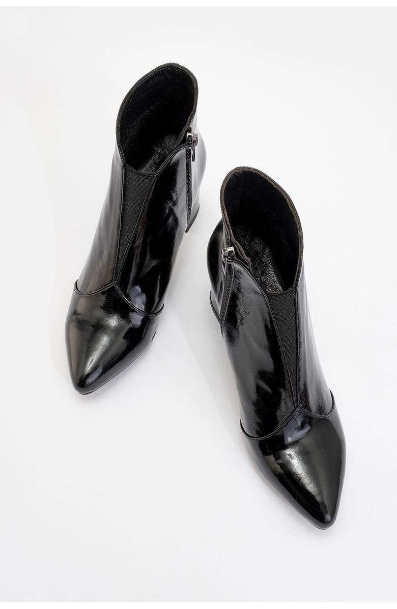 Forever & Always Shoes Finda Leather Block Heel Boot, Alternate, color, Black Patent Leather