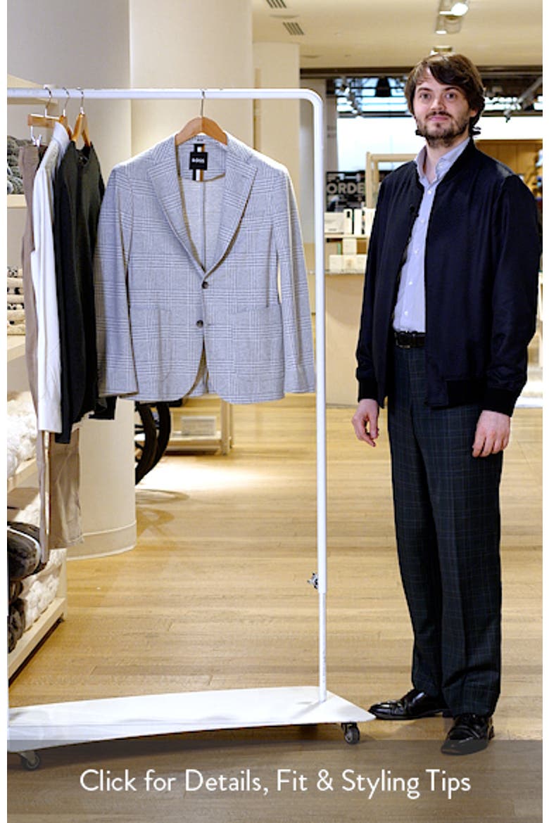 Hanry Slim Fit Light Grey Glen Check Knit Sport Coat video
