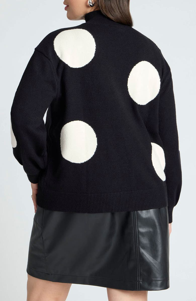 ELOQUII Polka Dot Mock Neck Sweater, Alternate, color,