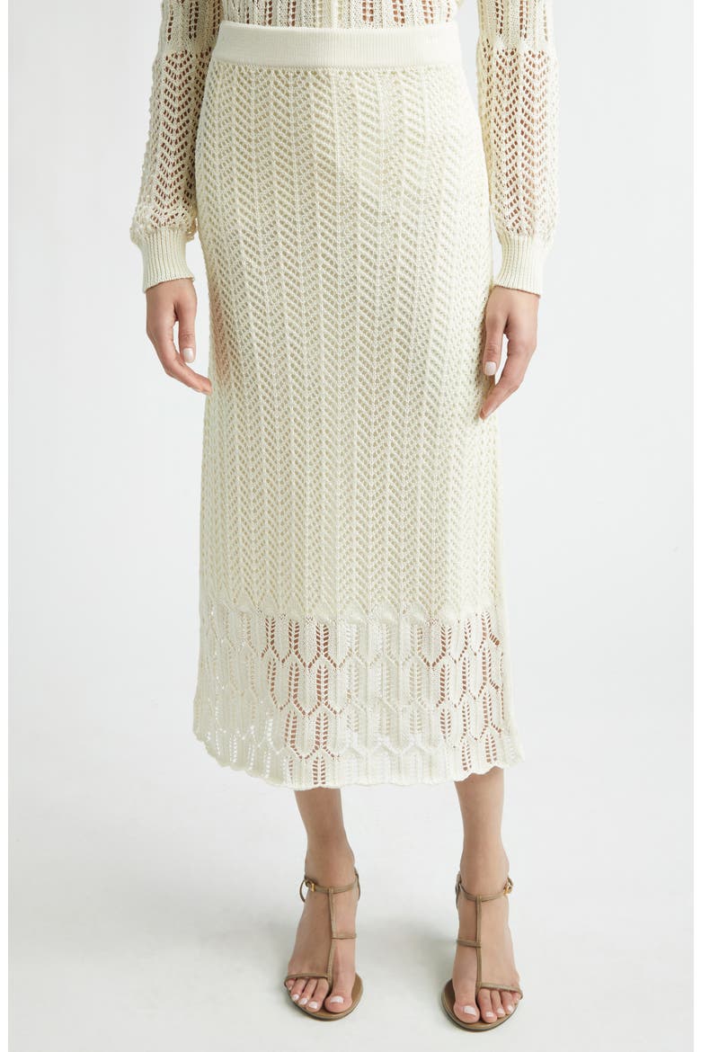 Cotton Pointelle Midi Skirt, Main, color, EGGSHELL