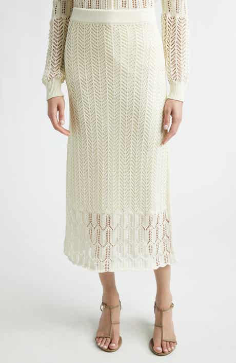 Cotton Pointelle Midi Skirt