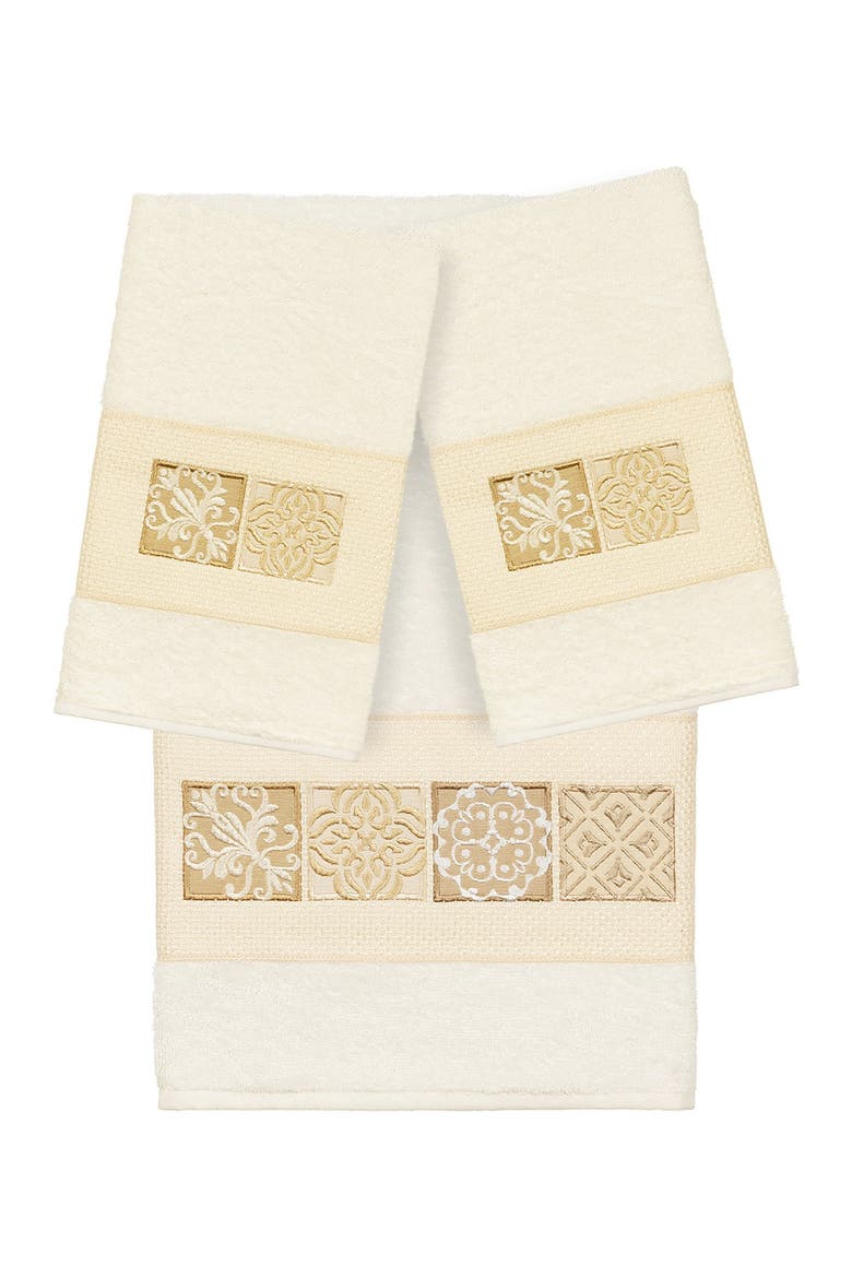 Vivian 3-Piece Embellished Towel - Cream, Alternate, color, CREAM