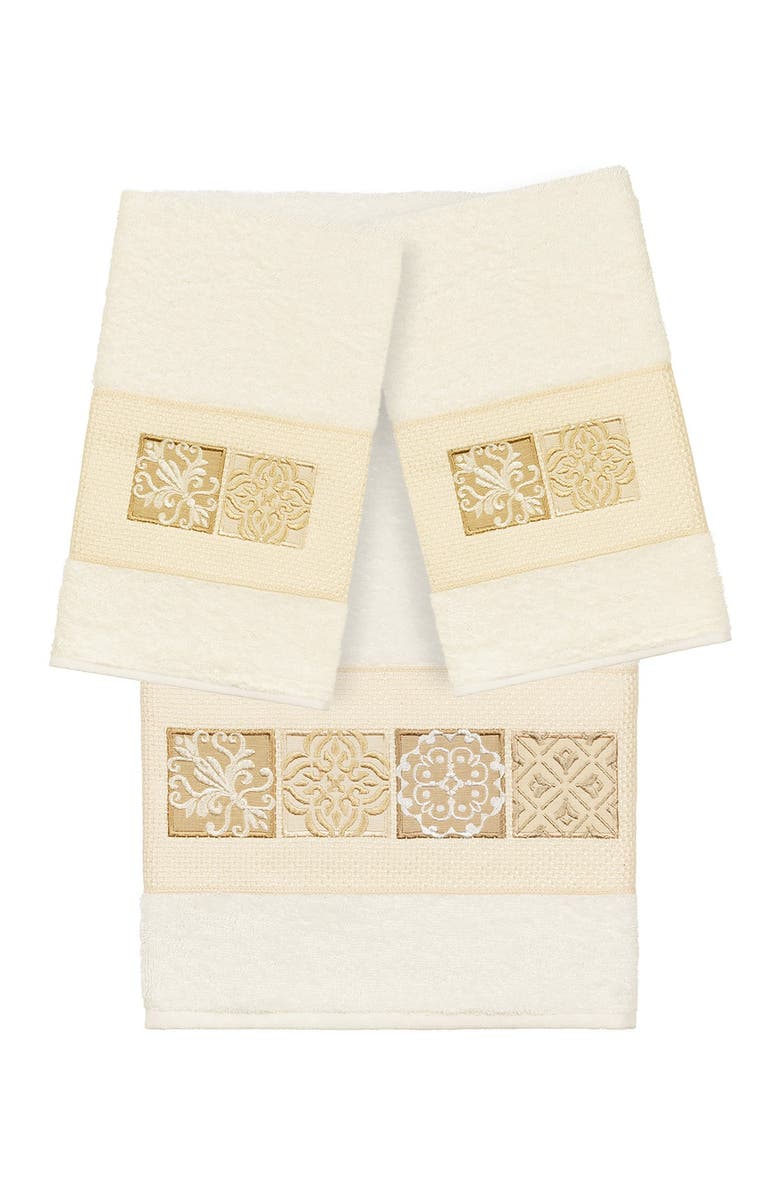 Linum Home Textiles Vivian 3-Piece Embellished Towel - Cream, Alternate, color, Cream