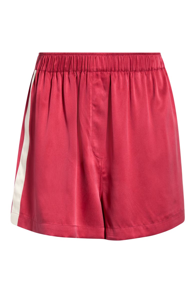 Side Stripe Silk Pajama Shorts, Alternate, color, CHILI PEPPER/ SOFT IVORY