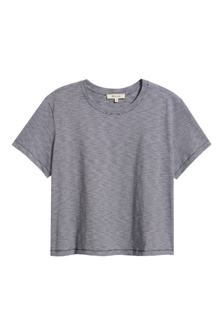 Stripe Boxy Crop Slub T-Shirt, Alternate, color, MIDNIGHT NAVY