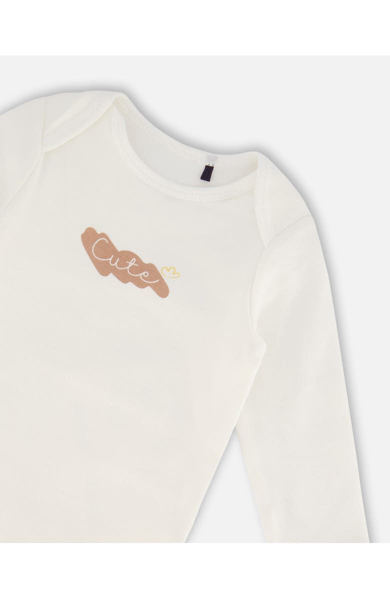 Deux par Deux Baby Girl's Organic Cotton Bodysuit With Print Off White, Alternate, color, 