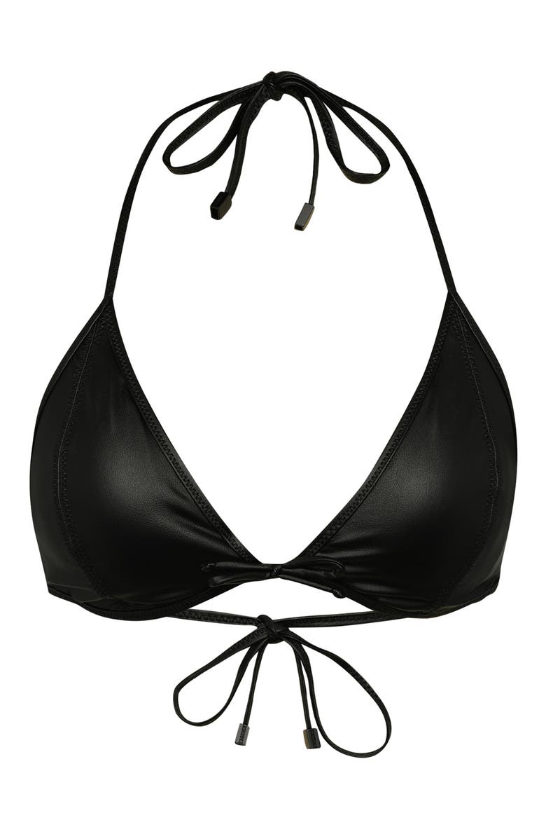 Annabelle Luxe Underwire Faux Leather Bikini Top, Alternate, color, BLACK