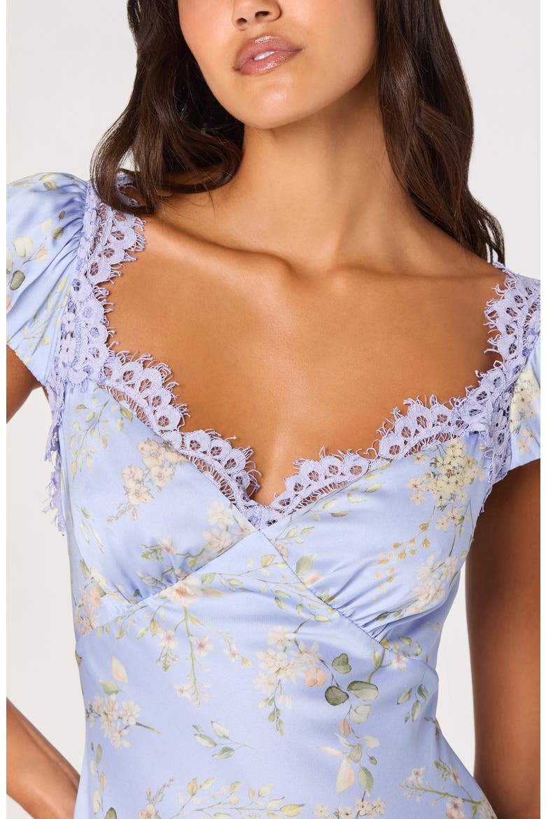 Makaela Floral Satin Midi Dress, Alternate, color, BLUE FLORAL