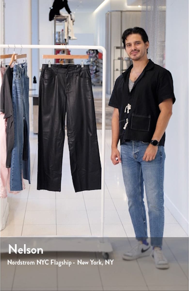 Meg Coated Fab Ab High Waist Raw Hem Ankle Wide Leg Jeans, sales video thumbnail