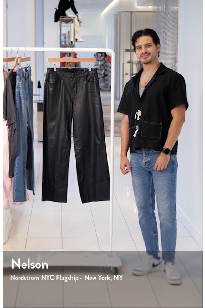 Meg Coated Fab Ab High Waist Raw Hem Ankle Wide Leg Jeans video